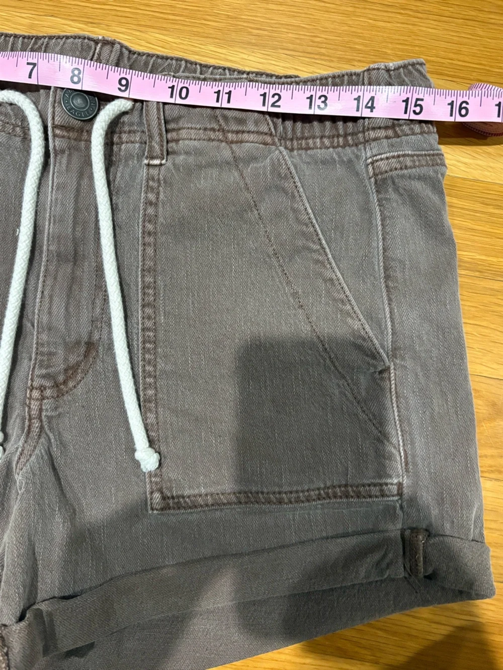 American Eagle Size 8 Brown Washed Utility Shorts Drawstring High Rise